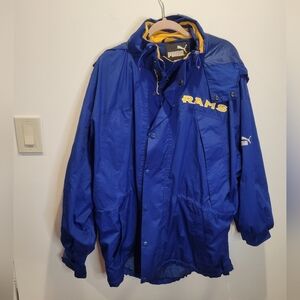 Puma men's size 2xl nfl rams blue rain coat jacket FLAW